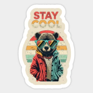 stay cool bear  retro Sticker